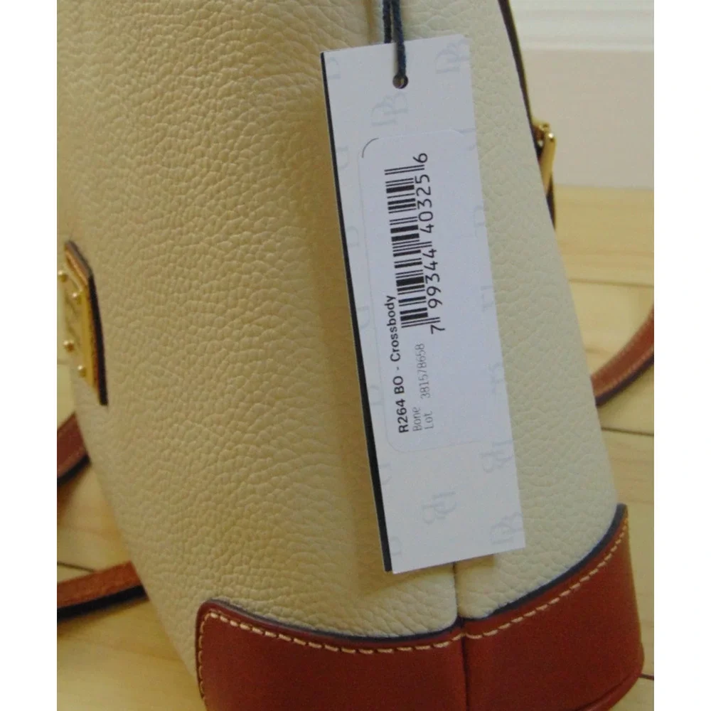 Dooney & Bourke Pebble Grain Crossbody Bag Bone Leather Gold Hardware R264 NWD